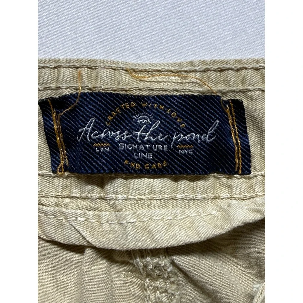 Across The Pond Signature Line Cargo Shorts Mens 32 Beige Cotton Utility Pockets